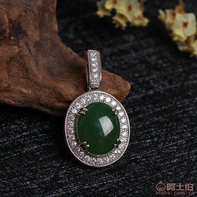 精選天然和田碧玉吊墜 925銀項墜女款，廠家直銷帶證書